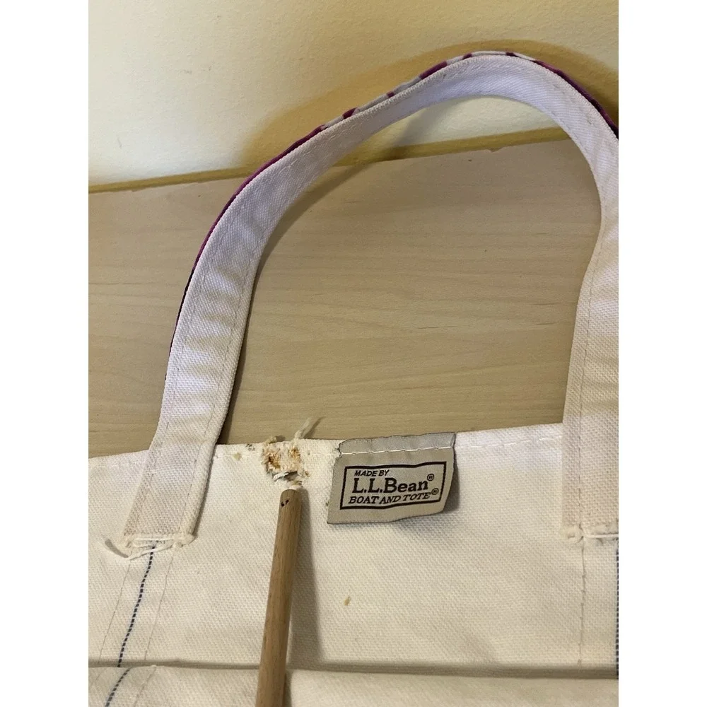 LL Bean Boat & Tote Large Bag Purple Hibiscus Beach Vacay Vintage Rare READ